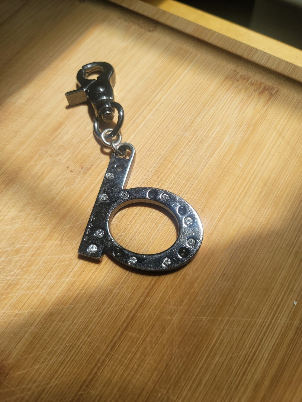 bebe Bag Charm Pewter Color With Stones